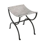 Lirash Small Black Dining Bench Seat with Woven Stainless Steel Top