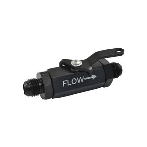 Calflow -6AN Billet Aluminium Inline Fuel Shut-off Valve with Cable Lever Black