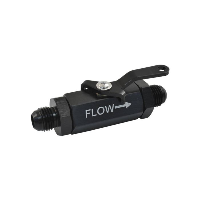 Calflow -6AN Billet Aluminium Inline Fuel Shut-off Valve with Cable Lever Black