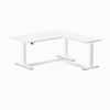 Desky Eco L-shape Sit To Stand White Melamine Desk 1500x1550mm White Height Adjustable Leg