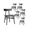 Claire Dining Chair Set of 6 Solid Oak Wood Fabric Seat Furniture - Black