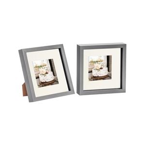Nicola Spring Acrylic 3D Box Photo Frames with 4" x 4" Mounts - 8" x 8"  - Grey - Pack of 2