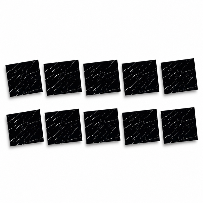 SOGA Peel & Stick Floor and Wall Tiles 30 x 30cm 10 Pack Black Faux Marble