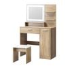 Oikiture Dressing Table Stool Set Makeup Mirror Large Cabinet Natural