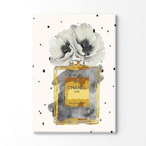 Gold Perfume Bottle Watercolor Painting Print 100% Australian Made 150x100cm (Stretched Canvas)