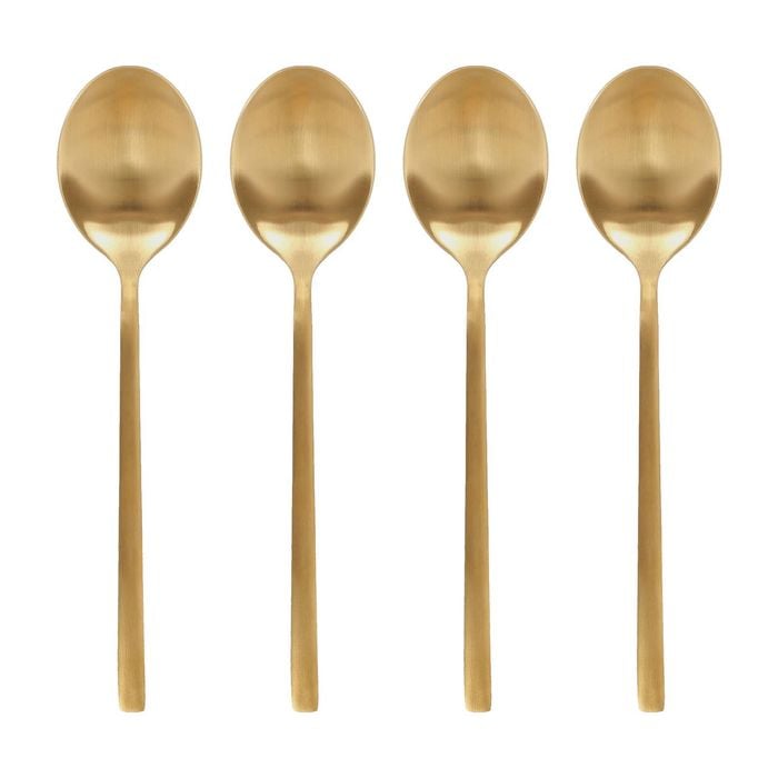 Argon Tableware Stainless Steel Dessert Spoons - 20cm - 8x Durable Rust Resistant Stainless Steel Dishwasher Safe Flatware Set