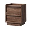 Oikiture Bedside Table 2 Drawers Handle-Free Side End Cabinet Walnut
