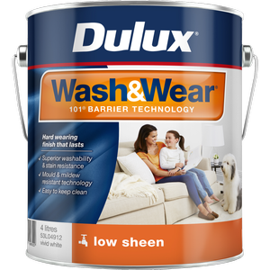 Dulux 4L Vivid White Low Sheen Wash&Wear Interior Paint