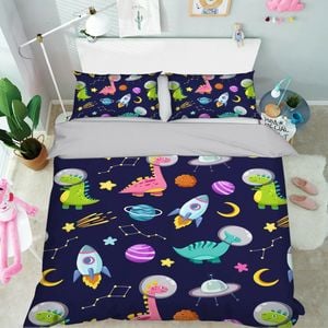 3D Rocket Dinosaur 342 Bed Pillowcases Quilt King Size