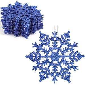Catzon 12Pcs Christmas Snowflake Hanging Decor for Xmas Trees-DarkBlue