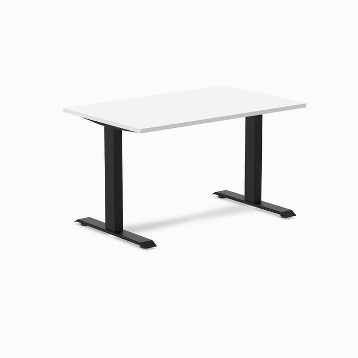 Desky Fixed Height White Melamine Desk 120x75cm Matte Black Leg