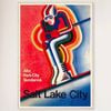 Galrie Vintage Ski Poster of Salt Lake City Utah Classic American Art Décor, Wood Frame, A3 30 x 42cm (12 x 16inch)