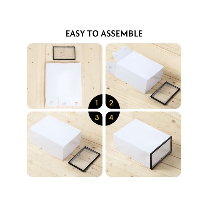12pcs Plastic Shoe Display Cases Stackable Storage Organiser Box White ...