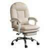 Levede Office Chair With Footrest Comfy Desk Chair With Wheels Pu Leather Beige