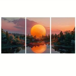 3pcs Vibrant Landscape with Serene Lake Print 100% Australian Made 3 x 40x60cm (Metal Print)