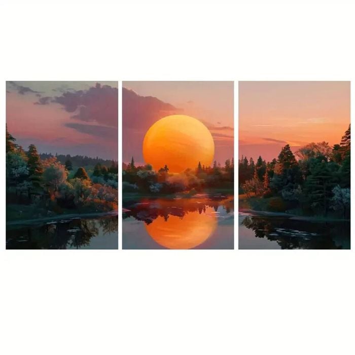 3pcs Vibrant Landscape with Serene Lake Print 100% Australian Made 3 x 40x60cm (Metal Print)