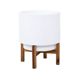 34 x 43cm White Ceramic Indoor Pot with Stand