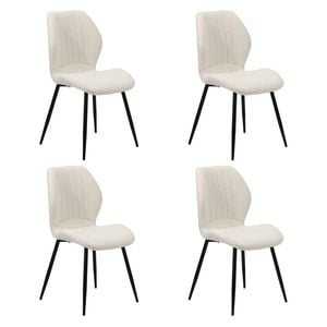 Oikiture Set of 4 Dining Chairs Upholstered Boucle White
