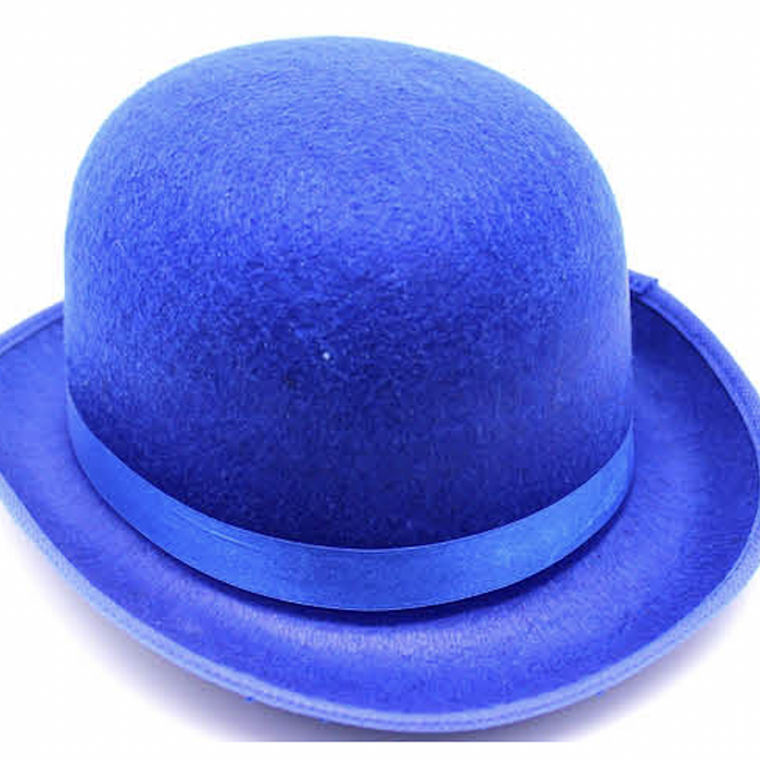 BOWLER HAT Party Vintage Costume Derby Felt Dance Halloween in Blue