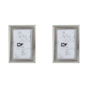 2PK NF Living Alloy Aura Photo Frame 4x6 Modern Design Metal Silver