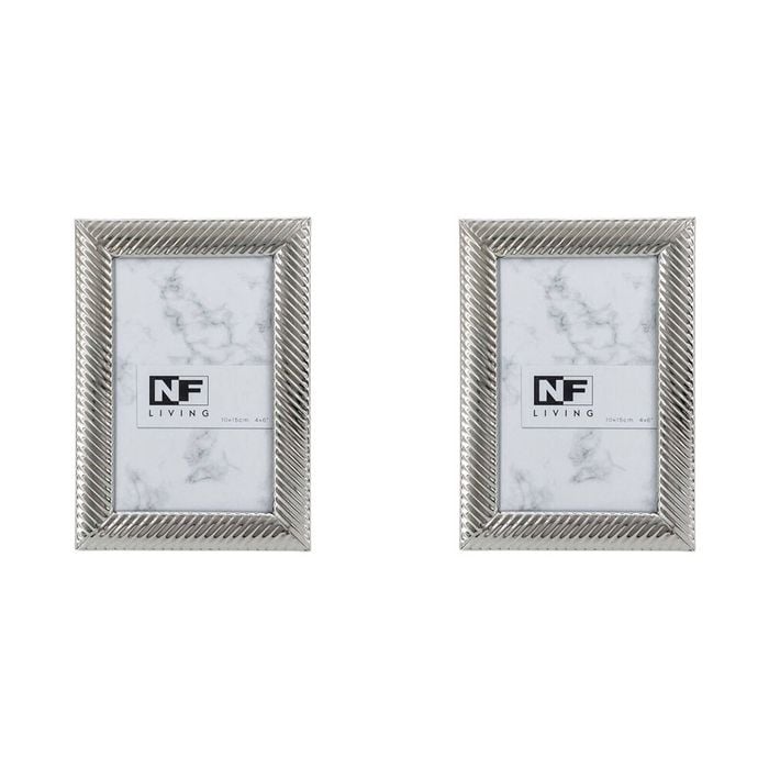 2PK NF Living Alloy Aura Photo Frame 4x6 Modern Design Metal Silver