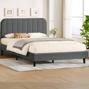 ALFORDSON Bed Frame Queen Adjustable Headboard Linen Grey