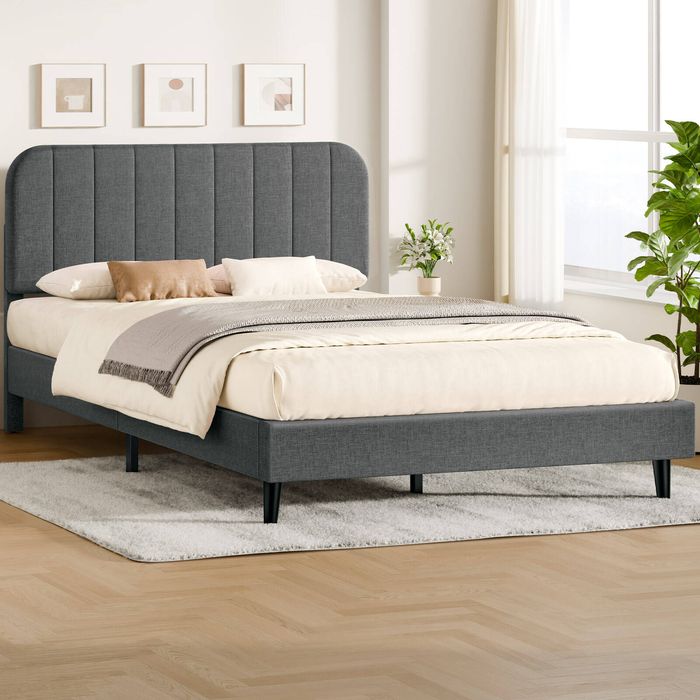 ALFORDSON Bed Frame Queen Adjustable Headboard Linen Grey