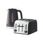 Russell Hobbs Brooklyn 4 Slice Toaster & 1.7L Kettle Set - Matte Black