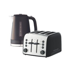 Russell Hobbs Brooklyn 4 Slice Toaster & 1.7L Kettle Set - Matte Black