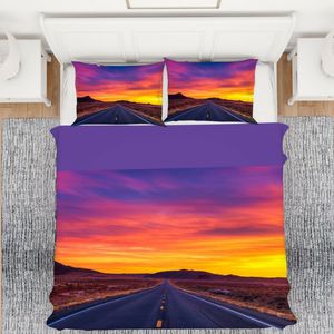 3D Sunset Highway 334 Bed Pillowcases Quilt Queen Size