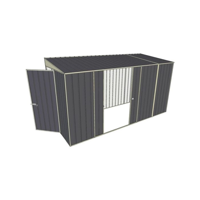Build-a-Shed 1.5 x 3.7 x 2m Double Sliding Side Door Skillion Shed - Grey