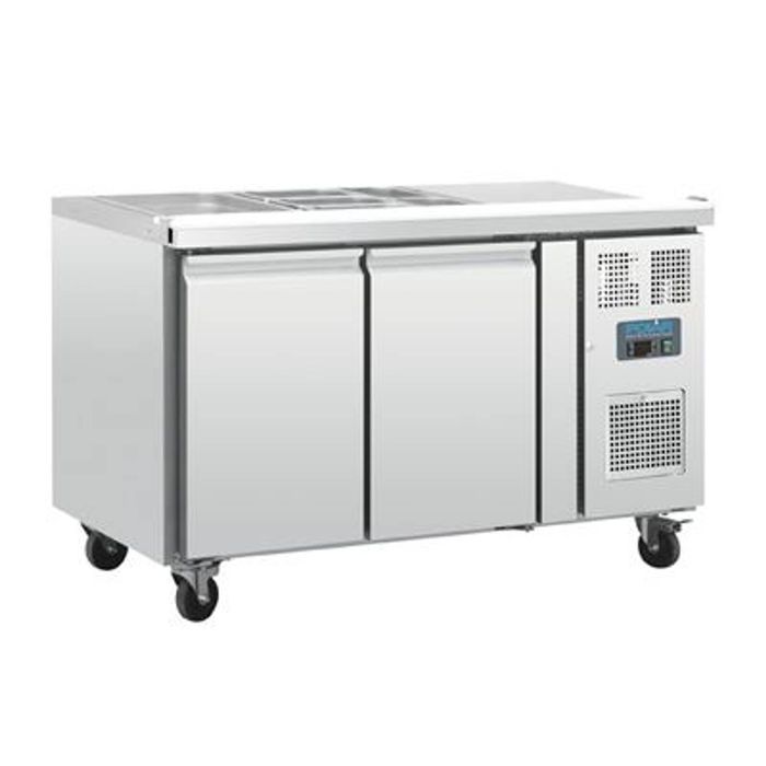 Polar Counter Fridge U-series 2 Door Glass Double Doors 205l 1360mm Stainless Steel