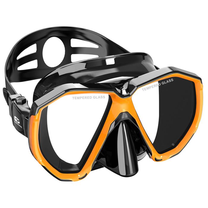 EMSINA Diving Mask HD Anti-Fog Tempered Glass Leak-Proof Nose Cover for Diving Snorkeling Swimming Orange