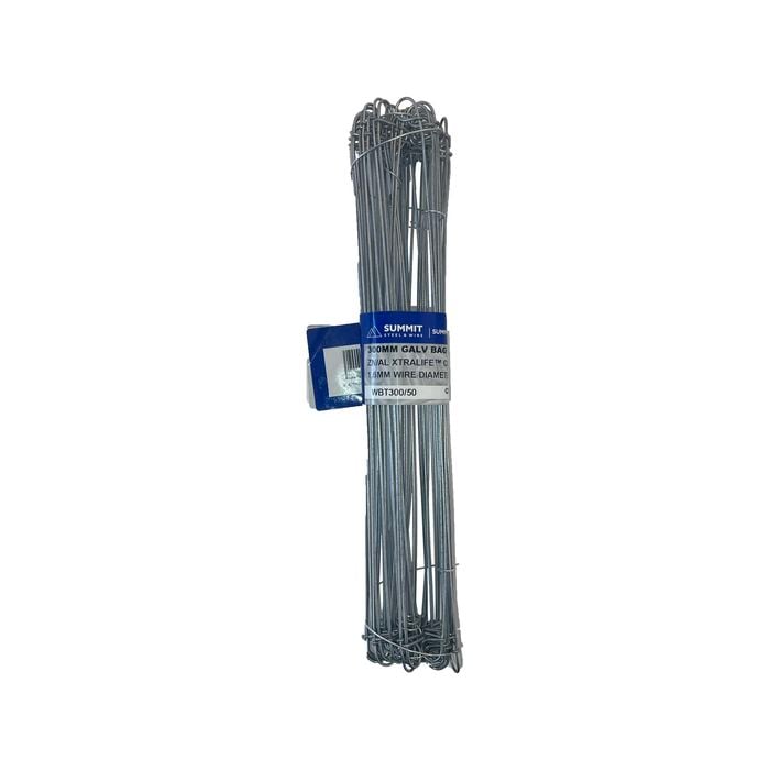 Summit Steel & Wire 300mm Galv Bag Tie - 50 Pack