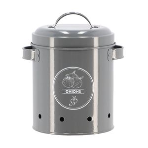 Esschert Design Onion Storage Tin Carbon Steel Kitchen Organiser 19.8cm Grey
