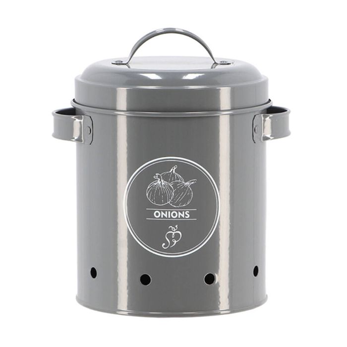 Esschert Design Onion Storage Tin Carbon Steel Kitchen Organiser 19.8cm Grey