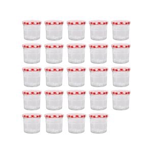 Argon Tableware 130ml Glass Jam Jars With Airtight Red Gingham Lids - Set Of 24 Empty Screw Top Kitchen Storage Preserving Jar