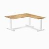 Desky Fixed Height Acacia Hardwood L-shape Office Desk 1500x1550mm Matte Black Frame