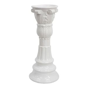 LVD Stoneware Ceramic Santos 32cm Pillar Candle Holder - White