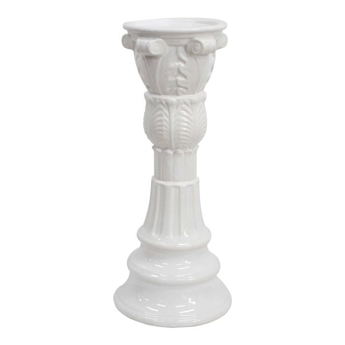 LVD Stoneware Ceramic Santos 32cm Pillar Candle Holder - White