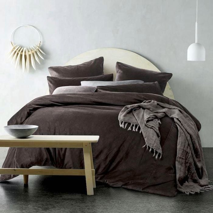 Vintage Design Chocolate Cotton Velvet Quilt Cover Set