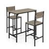 Costway 3pcs Bar Table & Chairs Kitchen Stools Counter Height Dining Set Grey