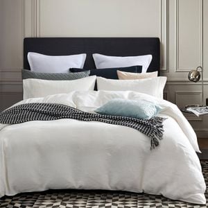 CottonMore Vintage Wash Linen Quilt Duvet Cover Set OffWhite Colour - Single