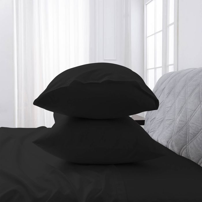 LINENOVA 2PCS Bamboo Blend Cooling Pillowcases Pillow Case - Black,King