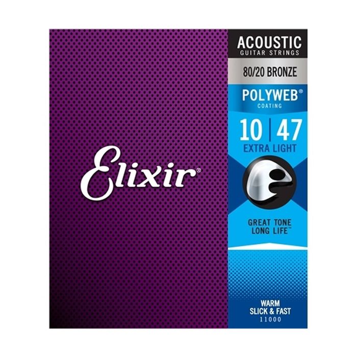 Elixir #11000 Acoustic Polyweb Guitar Strings 80/20 Bronze 10-47 Extra Light