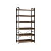 Costway 6-tier Storage Bookcase Display Shelves W/4 Hooks Brown