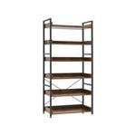 Costway 6-Tier Storage Bookcase Display Shelves w/4 Hooks Brown