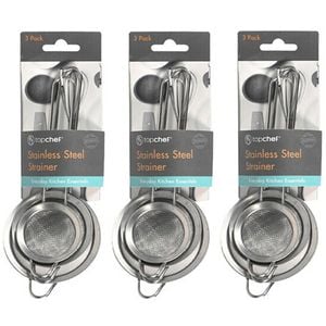 3x 3pc Topchef Stainless Steel Heat Resistant Strainers Sieve Set Silver