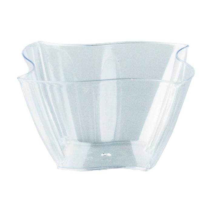 12x 10pc Partyware Reusable Mini Dish Wave Bowls Set Tableware 72x72x48mm Clear