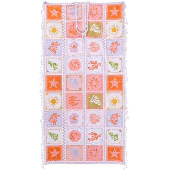 LVD Kids Microfibre Beach Towel In Bag Quick-Dry 70x140cm Pastel Postcards